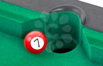 Red snooker ball is going to fall - number 7