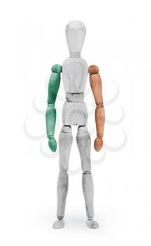 Wood figure mannequin with flag bodypaint on white background - Ireland