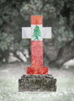 Old weathered gravestone in the cemetery - Lebanon