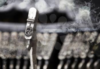 8 hammer for writing with an old manual typewriter - mystery smoke