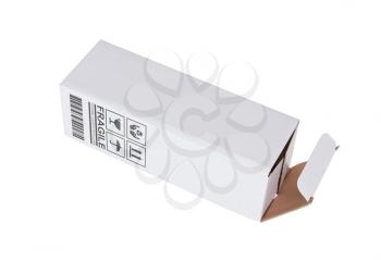 White cardboard box on a white background