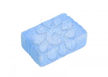 Simple old blue sponge isolated on white