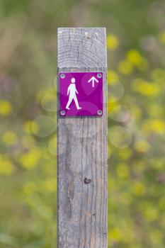 Public footpath sign, route through dutch nature