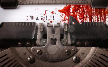 Bloody note - Vintage inscription made by old typewriter, War