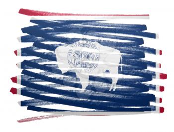 Flag illustration made with pen - Wyoming
