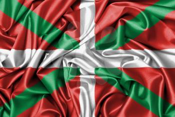 Large satin flag waving - flag of Basque Country