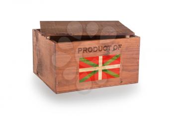 Wooden crate isolated on a white background, product of Basque Country