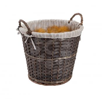 Dark rattan basket isolated on a white background