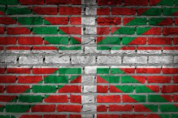 Dark brick wall texture - flag painted on wall - Basque Country