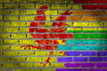 Dark brick wall texture - flag painted on wall - Wallonia