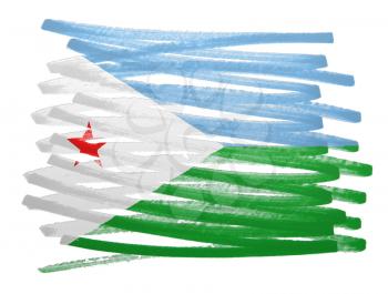 Flag illustration made with pen - Djibouti