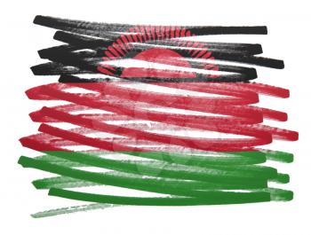 Flag illustration made with pen - Malawi