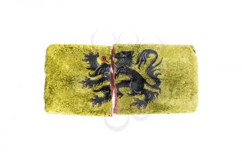 Rough broken brick, isolated on white background, flag of Flanders
