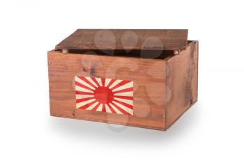 Wooden crate isolated on a white background, product of Japan