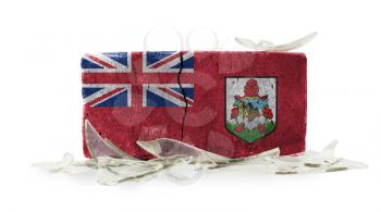 Rough broken brick, isolated on white background, flag of Bermuda