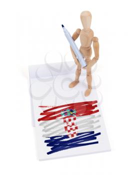 Wooden mannequin made a drawing of a flag - Croatia