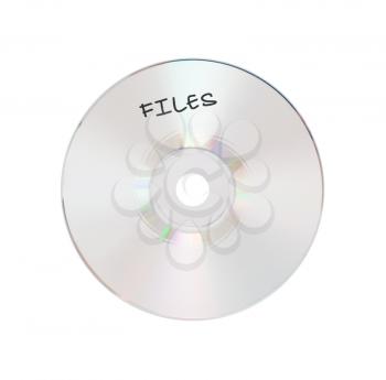 CD or DVD isolated on a  white background, files