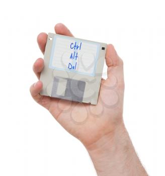 Floppy disk, data storage support, isolated on white - Ctrl Alt Del