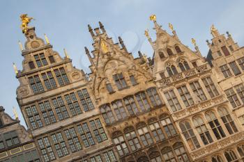 Ancient guild houses situated on the central square in Antwerp center, Belgium