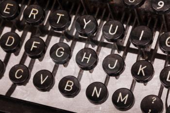 Old typewriter keyboard - Vintage image, noise and scratches