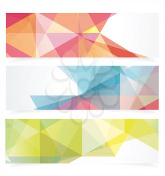 Banners with pattern of geometric shapes.Texture with flow of spectrum effect. Geometric background.