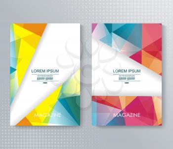Vector design of business brochure, magazine, flyer template with geometric rhombus background.