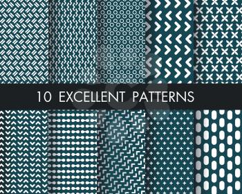 Set of 10 perfect patterns.Modern  hand drawn geomitric backgrounds.