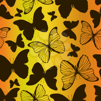 Seamless pattern with decorative butterflies