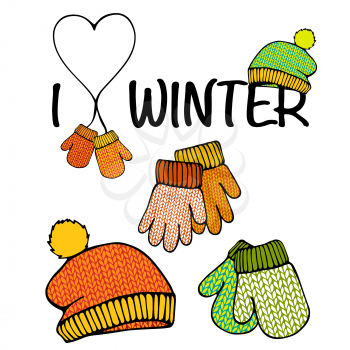 Vector set of isolated winter accessories