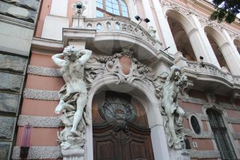 great and nice sculptures on the front of building of Lvov city
