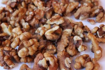 the image of heap of ripe seeds of walnuts
