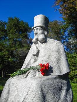 Monument to known Ukranian fabulist Glibov in village Sedniv
