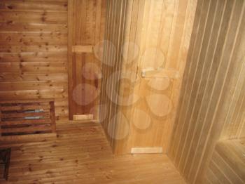 image of wooden interior in russian bath-house