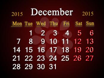 beautiful claret calendar on December of 2015 year