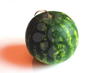 green ripe watermelon isolated on white background