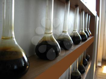 image with samples of oil in the flasks