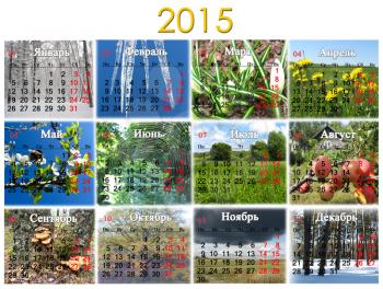 calendar for 2015 year on the background of seasonal pictures