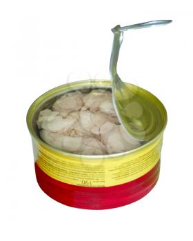 canned fish with cod's liver isolated on the white background
