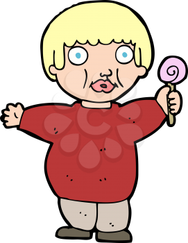 Royalty Free Clipart Image of a Child Holding a Lollipop