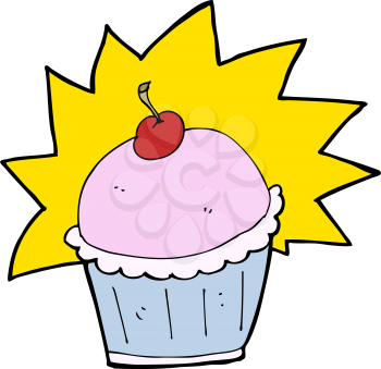 Royalty Free Clipart Image of a Cupcake with Cherry