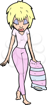 Royalty Free Clipart Image of a Sleepy Female