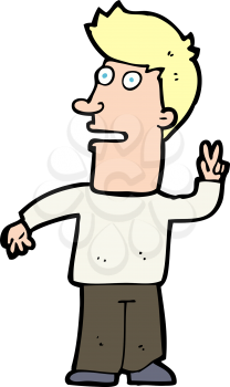 Royalty Free Clipart Image of a Man Making a Peace Sign