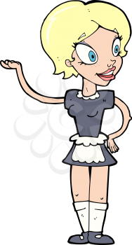 Royalty Free Clipart Image of a Woman in a Maid Outfit
