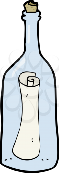Royalty Free Clipart Image of a Letter in a bottle