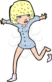 Royalty Free Clipart Image of a Woman Kicking Off Socks