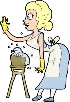 Royalty Free Clipart Image of a Housewife Washing
