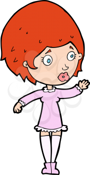 Royalty Free Clipart Image of a Red Haired Girl Waving