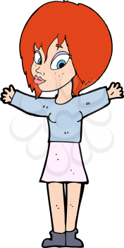 Royalty Free Clipart Image of a Redheaded Woman With Her Arms Open