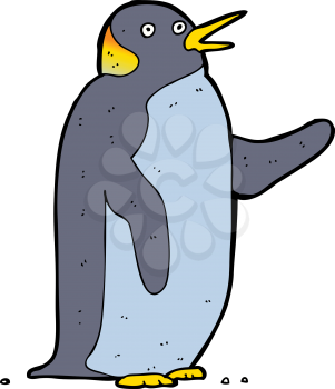 Royalty Free Clipart Image of a Penguin Waving