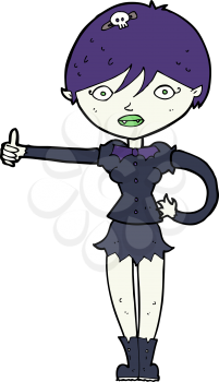 Royalty Free Clipart Image of a Vampire Girl Pointing